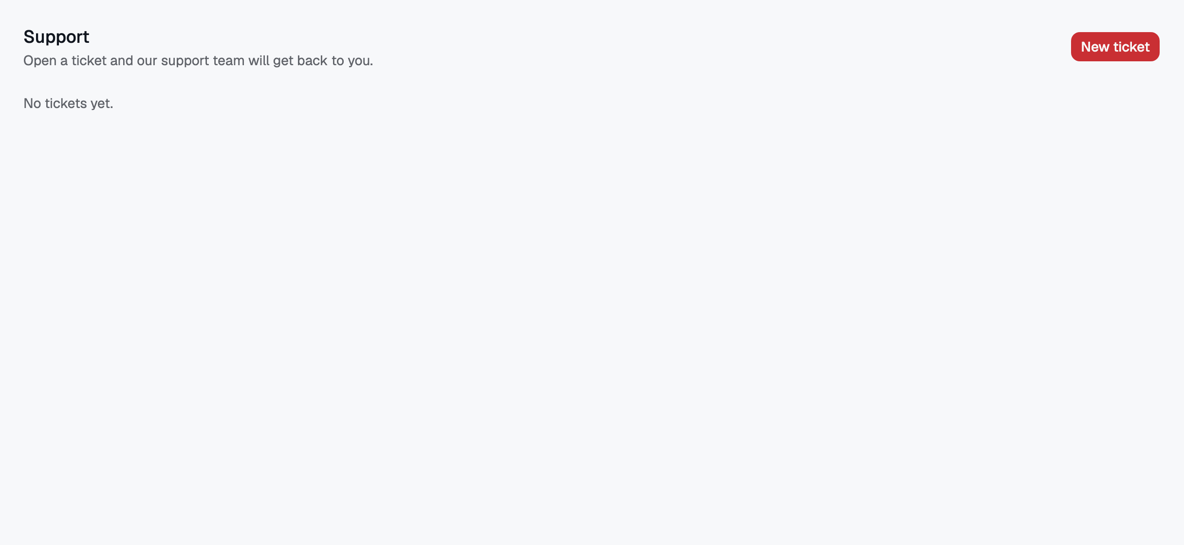 Support tickets, opened in the console and answerable by email in both directions.